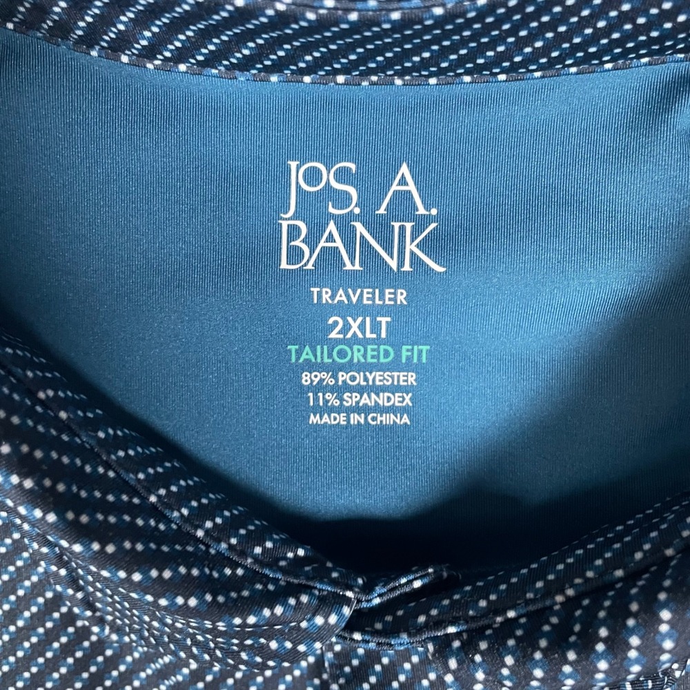 Jos. A. Bank Traveler Polo Shirt Mens 2XLT Tall Tailored Fit Blue Long Sleeve - Picture 3 of 8